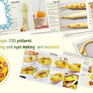 May include: A collection of images detailing a crochet pattern for a Royal Python. The pattern includes instructions for the snake's body, head, and tail, with detailed images. The text on the image says "Crochet pattern Royal Python. Part 1. By @Totaksusha". The pattern includes 70 pages and 230 pictures.