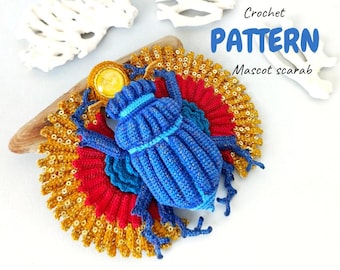 Patrón de ganchillo de escarabajo, mascota del antiguo Egipto.