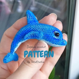 Miniature dolphin crochet pattern, miniature toy, sea creatures.