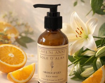 Sole D’Alba Orange Lily Body Wash – Botanical Citrus Cleanser, Luxury Spa Shower Gel