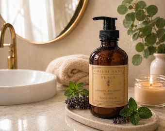 Peace Eucalyptus Lavender Body Wash, Refreshing Botanical Blend, Calming Spa Shower Gel