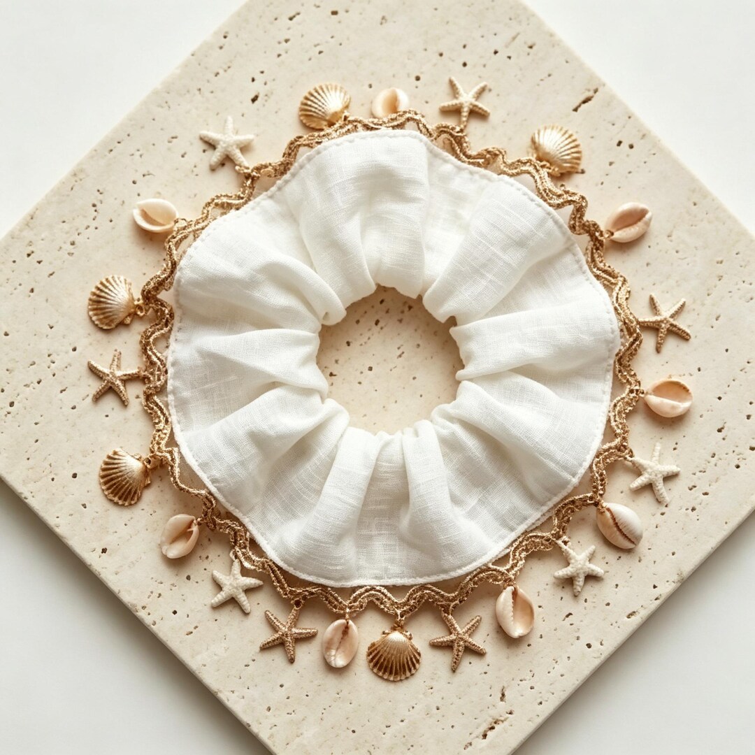 Coastal Grandma Scrunchie | Handmade Sea Shell & Starfish Hair Tie ...