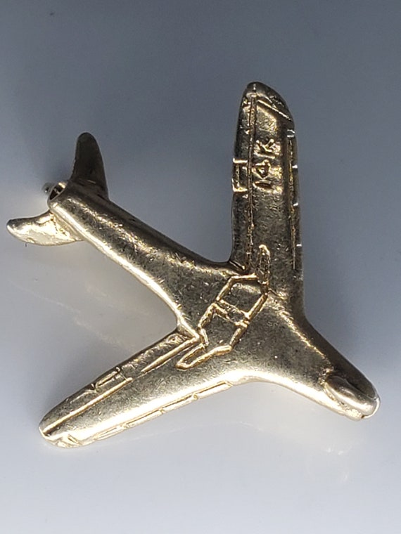 Vintage 14K Gold Airplane Pendant Charm - image 3