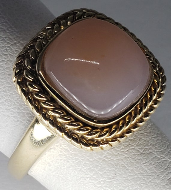Vintage 14K Gold Rose Quartz Ring - image 2