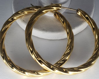 Vintage 18K Gold Italian Hoop Earrings