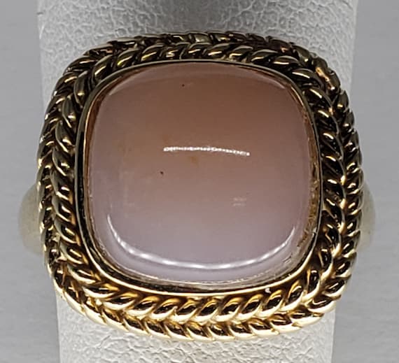 Vintage 14K Gold Rose Quartz Ring - image 1