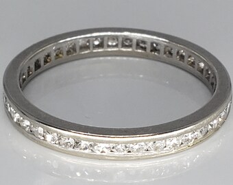 Vintage Wide Diamond Eternity Band Ring in 14k White Gold - Etsy