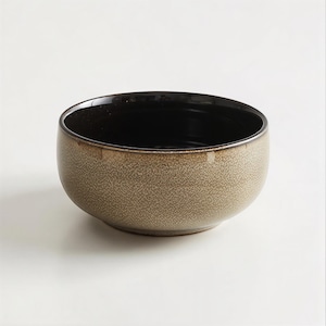 Bol de servir de gres japonés, vajilla esmaltada rústica minimalista.
