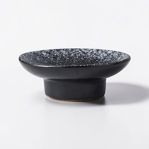 Plato de cerámica japonés para servir, cuenco minimalista de gres hecho a mano