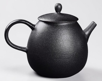 Japanese Ceramic Teapot, Retro Tea Pot, Minimalist Teaware, Handmade Pottery Teapot, Black Teapot, Kitchen Tea Set, Unique Gift