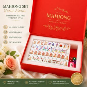 Cat Floral American Mahjong Set | Acrylic Tiles for Cat Lovers Signature Gift Set