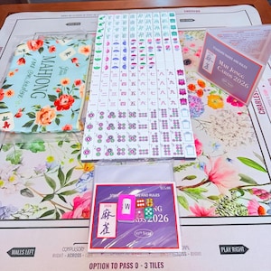 American Mahjong Set, 160 Acrylic Tiles, Purple Floral Travel Bag image 1