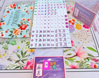 American Mahjong Set, 160 Acrylic Tiles, Purple Floral Travel Bag