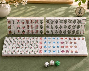 Floral American Mahjong Set, 160 Acrylic Tiles, Crystal Engraved