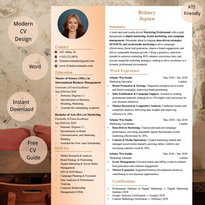 ATS Friendly Resume Template | Minimalist Simple Professional CV | Template with Cover Letter & References | 1/2/3 Page Resume with Photo