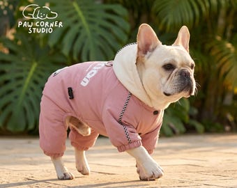 Winterjumpsuit voor honden | Warme fleece hondenjas met capuchon winddicht | Alle rasmaten S tot 4XL | Sneeuwpak voor honden | Winterjas huisdier | Gezellige hondenromper