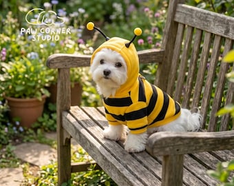 Disfraz de abeja para perro o gato / Sudadera con capucha de Halloween para mascotas / Disfraz de abejorro / Suéter navideño para perros pequeños / Ropa para cachorros / Regalo divertido y cálido