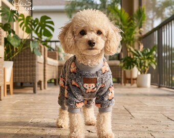 Plush Dog Pajamas | Fox Penguin Fleece Pet Onesie, Warm Winter Jumpsuit for Small Dogs