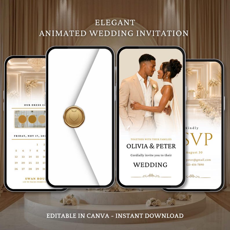 Wedding Invitation Template, Minimalist and Elegant Canva Video Invite ...