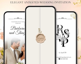 Elegant Animated Wedding Invitation, Minimalist Motion Invite (Digital Download)