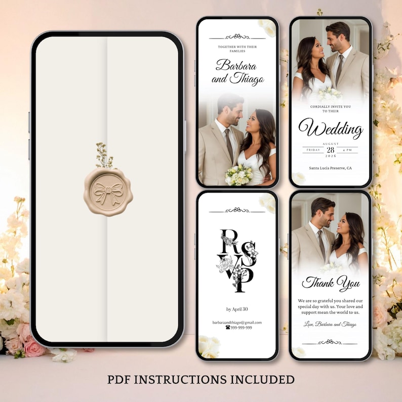 Elegant Animated Wedding Invitation, Minimalist Motion Invite (digital ...