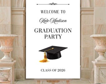 Graduation Welcome Sign Template, Congratulations Ceremony Party Canva, Digital Download.