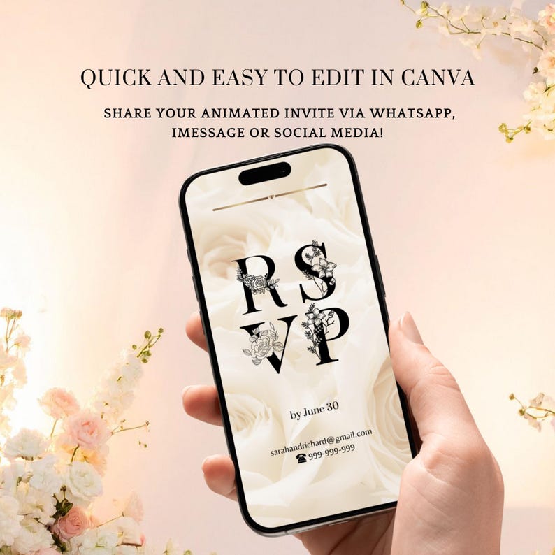 Wedding Invitation Template, Minimalist Canva Video Invite, Instant ...