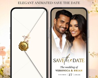 Invito video "Save the Date" per il matrimonio, matrimonio moderno, modello Canva (download digitale)