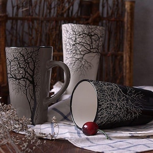 Retro-Embossed "Withered Tree" Ceramic Mug — A unique, handcrafted mug lovingly created especially for coffee enthusiasts.
