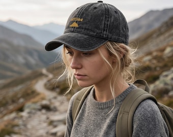 Gorra Offline con bordado de montaña: gorro para desintoxicarse digitalmente, estilo minimalista para amantes de la naturaleza.