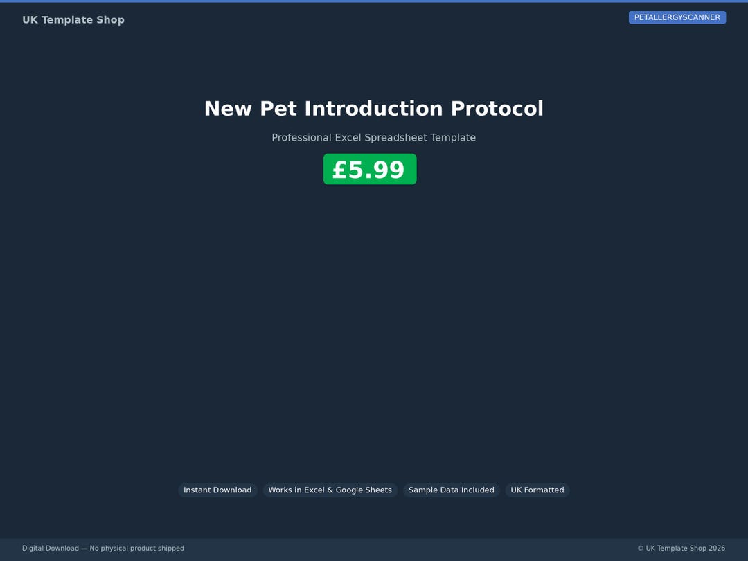 Protocol Excel New Pet Introduction Protocol | Excel Spreadsheet Digital Download - Etsy
