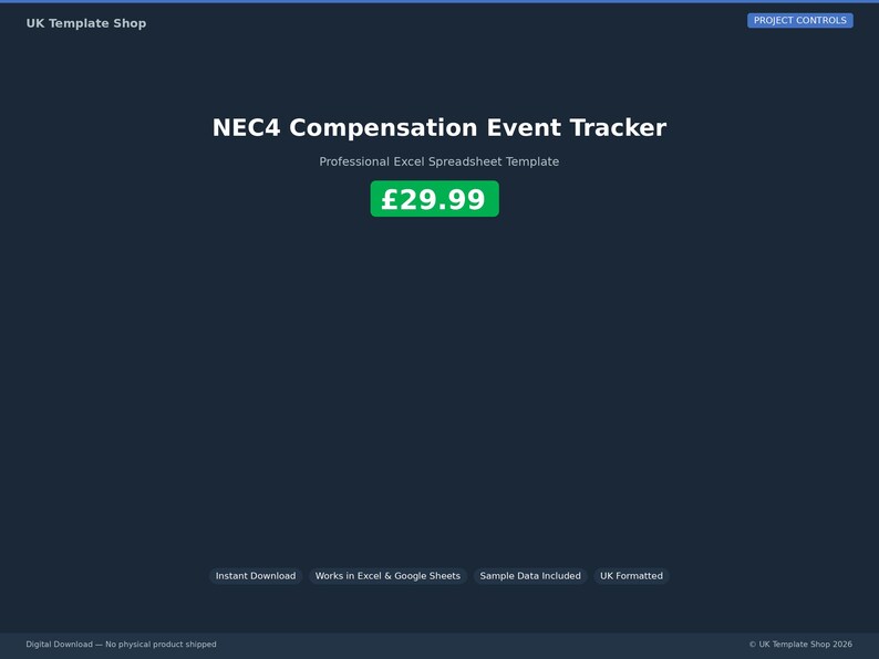 Compensation Event Tracker NEC4 Compensation Event Tracker | Excel Spreadsheet Digital Download - Etsy
