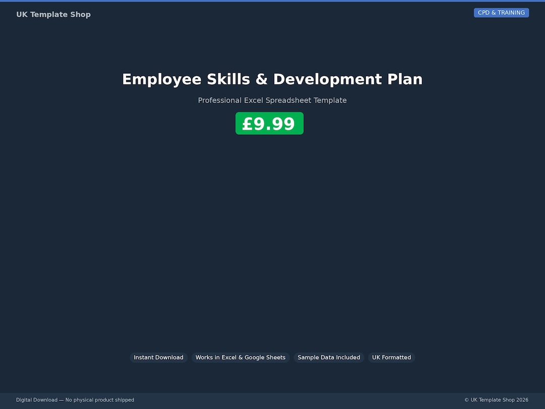 Employee Skills & Development Plan | Excel Spreadsheet Digital Download ...