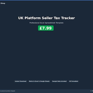 UK Plattform Verkäufer Tax Tracker 2026/27 | Excel Tabelle Digitaler Download