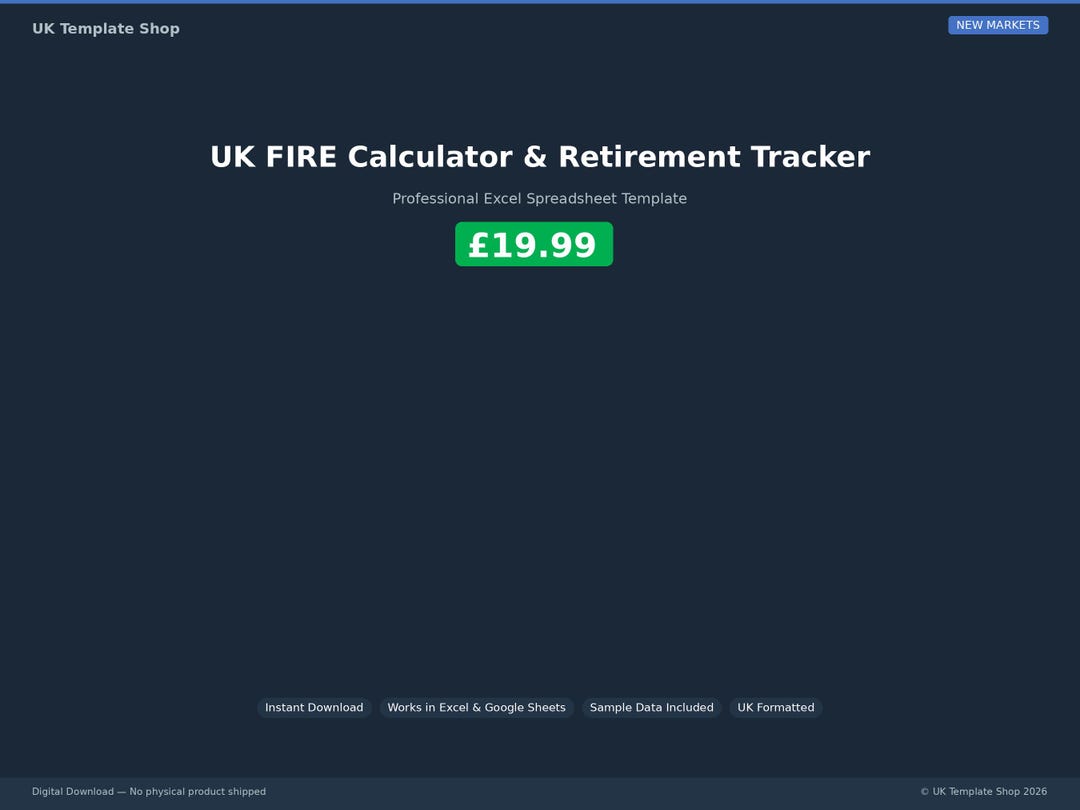 UK FIRE Calculator & Retirement Tracker | Excel Spreadsheet Digital ...