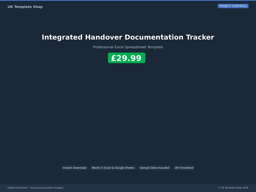 Integrated Handover Documentation Tracker | Excel Spreadsheet Digital ...
