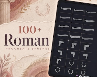 Más de 100 sellos y pinceles romanos para Procreate | Paquete de sellos de la Antigua Roma/Grecia | Conjunto de pinceles para Procreate | Kit de herramientas para Procreate | Descarga instantánea