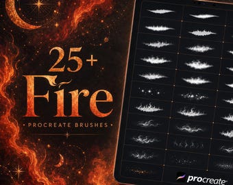 Más de 25 pinceles de fuego para Procreate | Paquete de pinceles de llamas y humo de fogata | Conjunto de pinceles para Procreate | Kit de herramientas de tatuaje para Procreate | Descarga instantánea