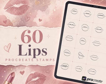 60 pinceles de labios para Procreate | Paquete de pinceles de expresiones bucales | Conjunto de pinceles para Procreate | Kit de herramientas personalizadas para Procreate | Descarga instantánea