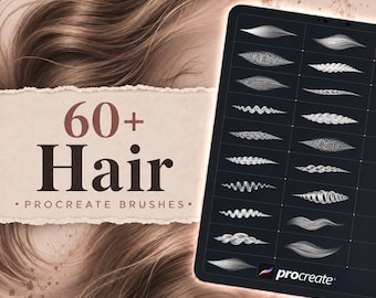 Más de 60 pinceles para cabello para Procreate | Paquete de pinceles para trenzas y mechas | Conjunto de pinceles para Procreate | Kit de herramientas para tatuajes de Procreate | Descarga instantánea