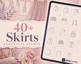Más de 40 pinceles de faldas para Procreate | Paquete de pinceles para crear cuerpos femeninos | Conjunto de pinceles para Procreate | Kit de herramientas personalizadas para Procreate | Descarga instantánea