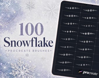 100 pinceles de copos de nieve para Procreate | Paquete de pinceles navideños de invierno | Conjunto de pinceles para Procreate | Kit de herramientas personalizadas para Procreate | Descarga instantánea