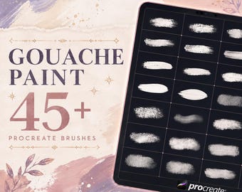 Más de 45 pinceles de gouache para Procreate | Paquete de pinceles de gouache realistas | Conjunto de pinceles para Procreate | Kit de herramientas para tatuajes en Procreate | Descarga instantánea
