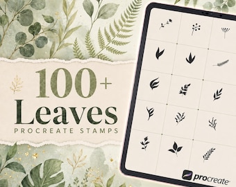 Más de 100 pinceles de sellos de hojas para Procreate | Paquete de sellos de hojas botánicas | Conjunto de pinceles para Procreate | Kit de herramientas personalizadas para Procreate | Descarga instantánea