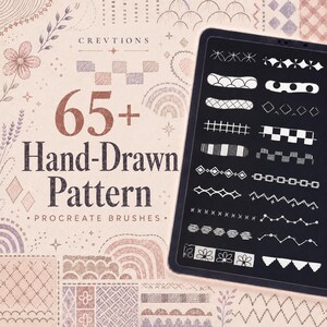 65+ handritade mönsterpenslar för Procreate | Sömlöst mönsterpaket | Procreate-penselset | Procreate-tatueringsverktygssats | Direktnedladdning