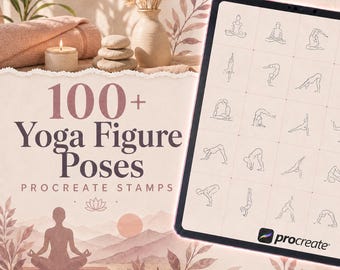 Más de 100 pinceles de poses de yoga para Procreate | Paquete de pinceles de fitness | Conjunto de pinceles para Procreate | Kit de herramientas personalizadas para Procreate | Descarga instantánea