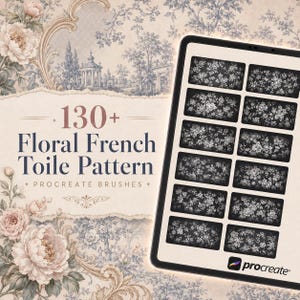 130+ franska blommönsterpenslar för Procreate | Penselpaket | Procreate-penselset | Procreate-tatueringsverktygssats | Direktnedladdning