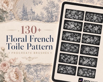 Más de 130 pinceles con estampado floral francés para Procreate | Paquete de pinceles | Conjunto de pinceles para Procreate | Kit de herramientas para tatuajes en Procreate | Descarga instantánea