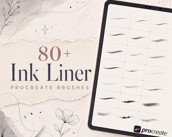 Más de 80 pinceles delineadores de tinta para Procreate | Paquete de pinceles Micron y Fineliners | Conjunto de pinceles para Procreate | Kit de herramientas para tatuajes en Procreate | Descarga instantánea