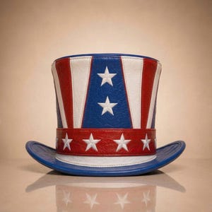 Uncle Sam Top Hat Handmade Leather Patriotic Hat | 4th of Jul Hat | American Flag Costume Hat | USA Independence Party Hat